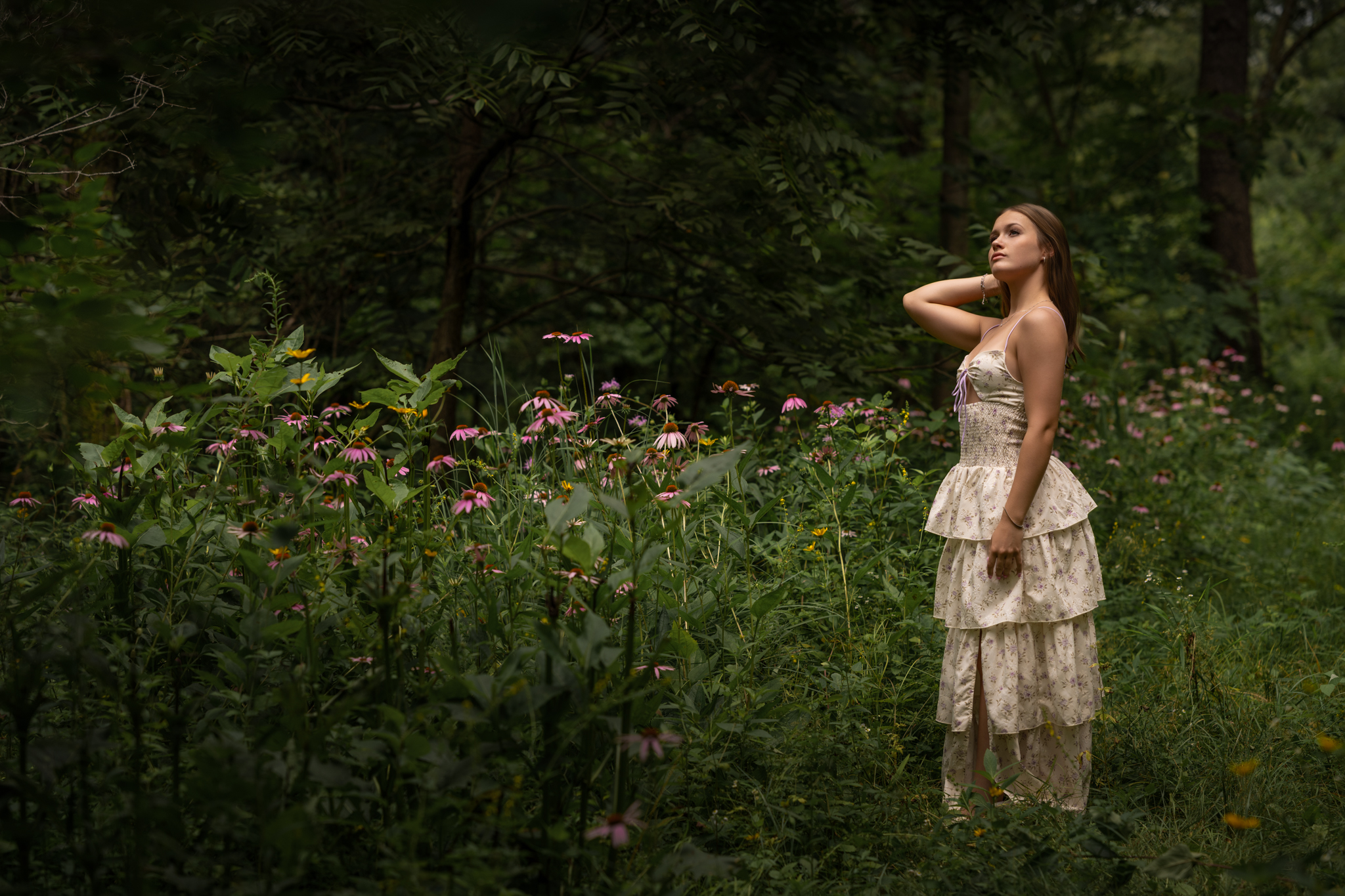 Flower field senior photos at Kent Park in Oxford, Iowa, by Towler Photography